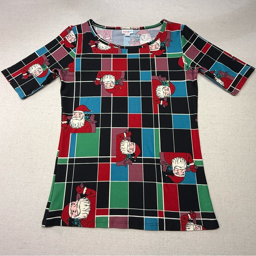 🤠 3/$20 LuLaRoe - Gigi - Santa Plaid Shirt - Red, Green, Black - Size S - NWOT